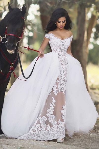 2019 новое свадебное платье с русалкой и аппликацией с открытыми плечами, White
2019 новое свадебное платье с русалкой и аппликацией с открытыми плечами, White