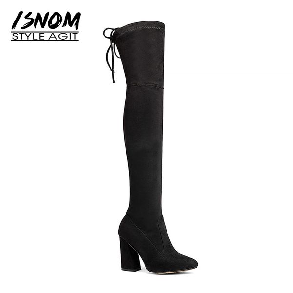 isnom latest big size 34-43 flock woman over the knee boot thick high heel lady long boot fashion female shoes women, Black
isnom latest big size 34-43 flock woman over the knee boot thick high heel lady long boot fashion female shoes women, Black