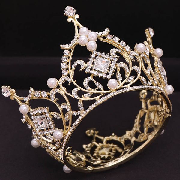 luxury full circle rhinestones queen princess tiara and crown headpiece jewelry simulated pearl wedding bride hair accessories, Golden;white
luxury full circle rhinestones queen princess tiara and crown headpiece jewelry simulated pearl wedding bride hair accessories, Golden;white