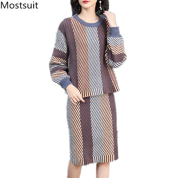 knitted 2 piece set women striped sweater and knitted skirt sets suits autumn winter casual office elegant women's sets feminino, White
knitted 2 piece set women striped sweater and knitted skirt sets suits autumn winter casual office elegant women's sets feminino, White