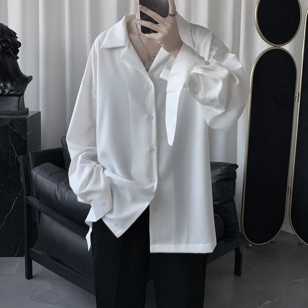 dress shirt men's fashion solid color business casual shirt men streetwear wild loose korean long-sleeved shirts mens -xl, White;black
dress shirt men's fashion solid color business casual shirt men streetwear wild loose korean long-sleeved shirts mens -xl, White;black