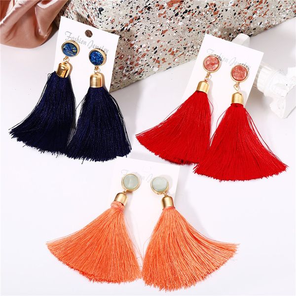 17km new bohemian tassel long earrings for women 2019 red navy pink silk fabric drop dangle earrings acrylic fashion jewelry, Silver
17km new bohemian tassel long earrings for women 2019 red navy pink silk fabric drop dangle earrings acrylic fashion jewelry, Silver