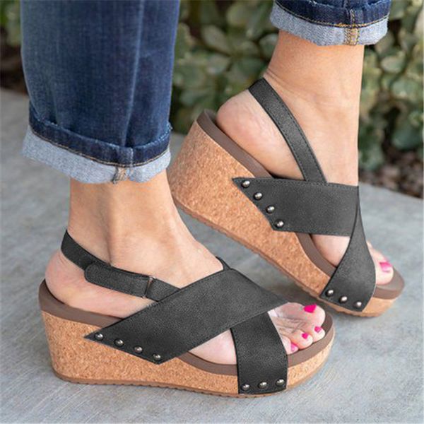 sandals large size summer women wedge female fashion high heel fish mouth thick bottom women's shoes, Black
sandals large size summer women wedge female fashion high heel fish mouth thick bottom women's shoes, Black