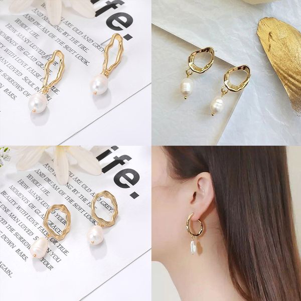 vintage metal gold natural freshwater pearl stud earrings for women geometric pearl earrings 2019 fashion jewelry y9, Golden;silver 
vintage metal gold natural freshwater pearl stud earrings for women geometric pearl earrings 2019 fashion jewelry y9, Golden;silver