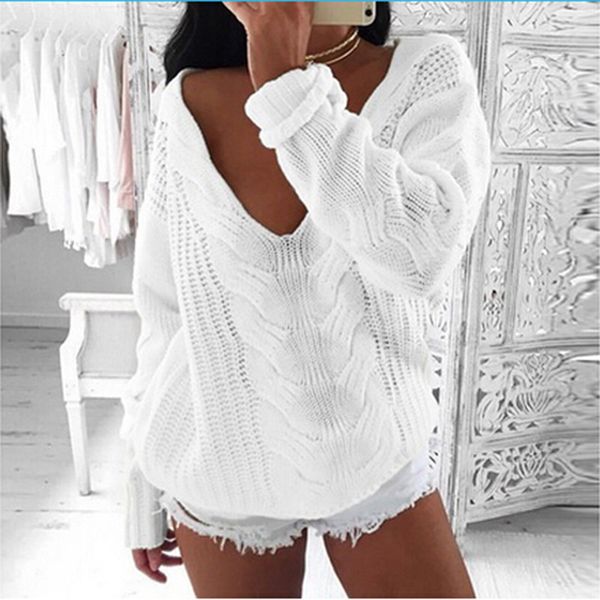 winter deep v-neck twist knitted sweaters women long sleeve off shoulder loose sweater femme autumn outwear sweater, White;black
winter deep v-neck twist knitted sweaters women long sleeve off shoulder loose sweater femme autumn outwear sweater, White;black
