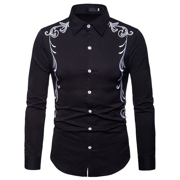 mens hipster slim long sleeve dress shirt 2018 luxurty embroidery shirts men baroque style chemise homme business casual shirt, White;black
mens hipster slim long sleeve dress shirt 2018 luxurty embroidery shirts men baroque style chemise homme business casual shirt, White;black