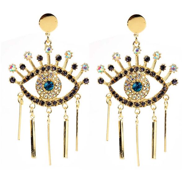 new fashion exaggerated famous brand designer devil's eye earrings alloy fringe with diamond blue eye stud earrings, Silver
new fashion exaggerated famous brand designer devil's eye earrings alloy fringe with diamond blue eye stud earrings, Silver