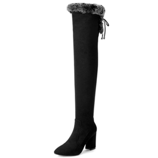 asumer 2020 new fashion cow suede leather+stretch fabric boots with fur over knee boots women high heels pointed toe, Black
asumer 2020 new fashion cow suede leather+stretch fabric boots with fur over knee boots women high heels pointed toe, Black