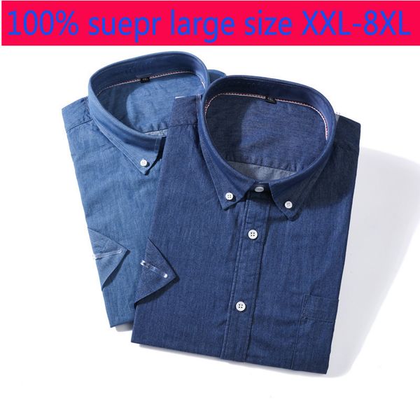 new 100%cotton suepr large denim short sleeve shirt men summer casual thin single breasted plus size 2xl-7xl 8xl, White;black
new 100%cotton suepr large denim short sleeve shirt men summer casual thin single breasted plus size 2xl-7xl 8xl, White;black