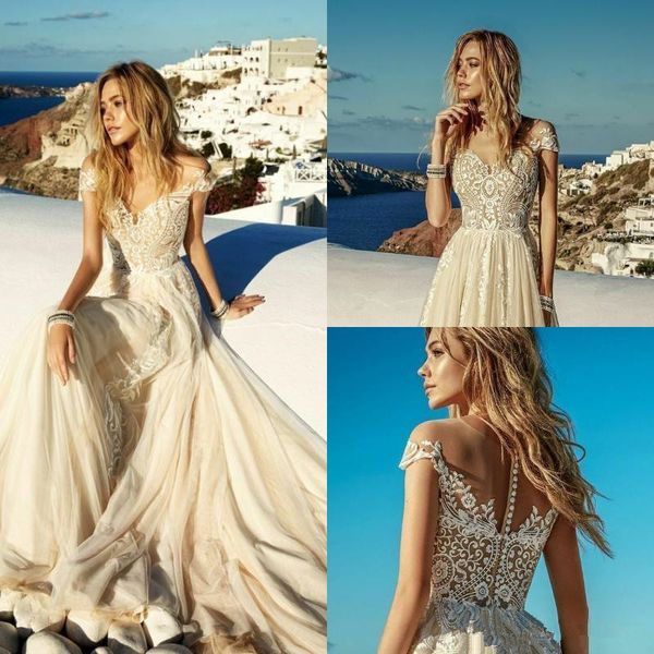 fitted champagne beach wedding dresses off the shoulder lace boho bohemian wedding dress button back 2019 robes de mariée bohème, White
fitted champagne beach wedding dresses off the shoulder lace boho bohemian wedding dress button back 2019 robes de mariée bohème, White