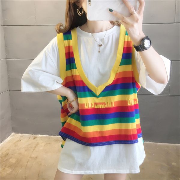 clothes women all-match 2020 clothing t-shirt clothing cotton short-sleeved women's t-shirt vest two-piece loose medium-length style, White
clothes women all-match 2020 clothing t-shirt clothing cotton short-sleeved women's t-shirt vest two-piece loose medium-length style, White