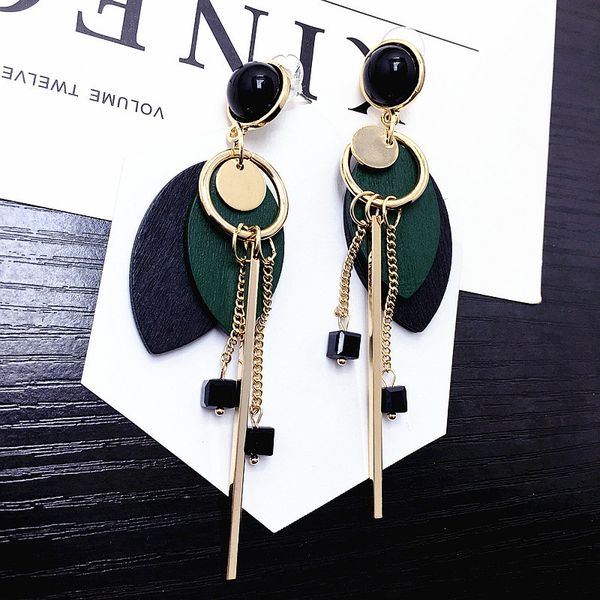 new temperament joker green wood earrings long tassel earrings exaggerated geometry wood women earrings, Silver
new temperament joker green wood earrings long tassel earrings exaggerated geometry wood women earrings, Silver