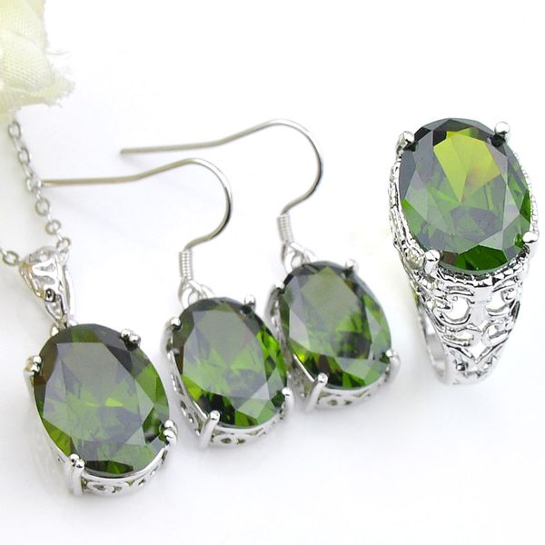 3pcs/set luckyshine 925 silver necklace for women green peridot gems pendants earrings rings jewelry set classic wedding jewelry party gift, Slivery;golden
3pcs/set luckyshine 925 silver necklace for women green peridot gems pendants earrings rings jewelry set classic wedding jewelry party gift, Slivery;golden