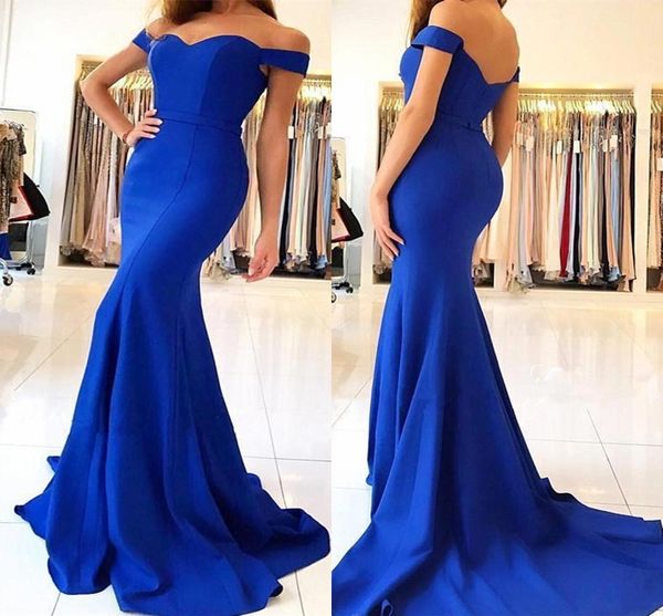 royal blue satin mermaid long prom dresses off the shoulder bow sash simple sweep train formal party evening gowns, Black;red
royal blue satin mermaid long prom dresses off the shoulder bow sash simple sweep train formal party evening gowns, Black;red