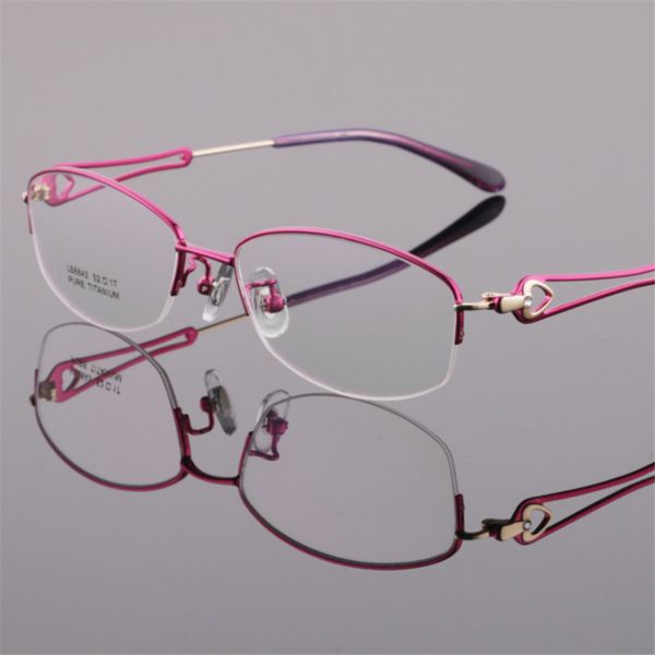 pure titanium eyeglasses frame women half frame myopia glasses prescription designer optical 643, Black
pure titanium eyeglasses frame women half frame myopia glasses prescription designer optical 643, Black