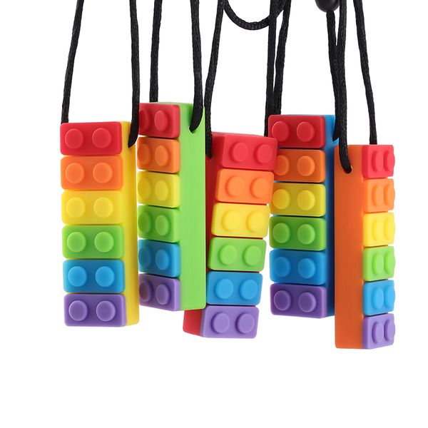 silicone teething necklace rainbow brick chew pendant sensory necklace baby teethers blocks chewable toys children bite soothers
silicone teething necklace rainbow brick chew pendant sensory necklace baby teethers blocks chewable toys children bite soothers