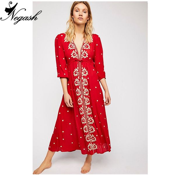 high-quality real europe spring summer 2018 bohemia flower embroidery deep-v empire decoration retro styled dresses vestidos, Black;gray
high-quality real europe spring summer 2018 bohemia flower embroidery deep-v empire decoration retro styled dresses vestidos, Black;gray