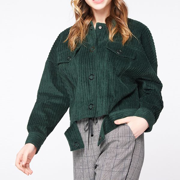 women corduroy single breasted button up fashion jackets female pockets turn-down collar long sleeve outerwear jacket casual top, Black;brown
women corduroy single breasted button up fashion jackets female pockets turn-down collar long sleeve outerwear jacket casual top, Black;brown