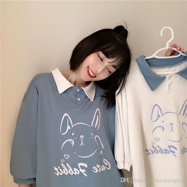 rabbit designer womens polo short sleeve printed womens casual teenagers clothing, White
rabbit designer womens polo short sleeve printed womens casual teenagers clothing, White