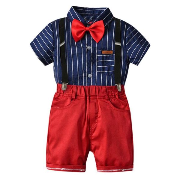 kids clothes summer 2 pcs boys gentleman party stripe bow tie t-shirt +red suspender pants outfits toddler boy clothes set, White
kids clothes summer 2 pcs boys gentleman party stripe bow tie t-shirt +red suspender pants outfits toddler boy clothes set, White