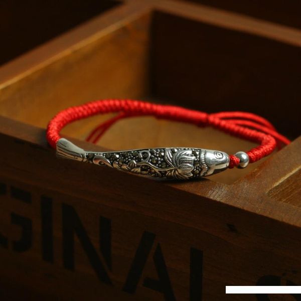 925 sterling silver plated fish lucky red rope bracelet handmade bangle wax string amulet jewelry vintage bangle jewelry, Golden;silver
925 sterling silver plated fish lucky red rope bracelet handmade bangle wax string amulet jewelry vintage bangle jewelry, Golden;silver