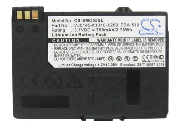 cameron sino 750mah battery eba-510 for siemens a51, a52, a55, a56,a57,a60,a62,a65,a75,c55,c56,c60,c61,c70, c71,a70
cameron sino 750mah battery eba-510 for siemens a51, a52, a55, a56,a57,a60,a62,a65,a75,c55,c56,c60,c61,c70, c71,a70