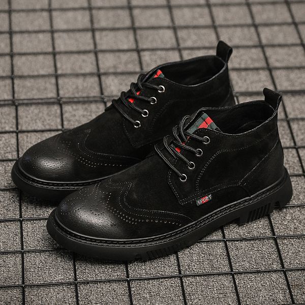 british style men casual bullock ankle boots lace-up cow leather brogue shoes platform tooling short boot bota masculina zapatos, Black
british style men casual bullock ankle boots lace-up cow leather brogue shoes platform tooling short boot bota masculina zapatos, Black