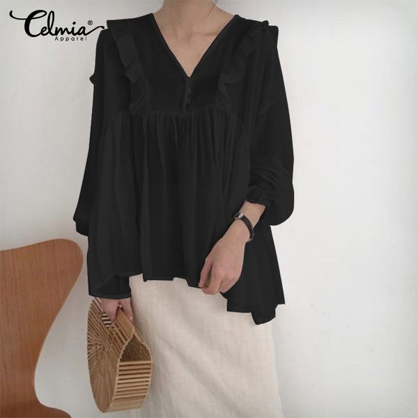 2019 celmia vinatge loose tunic shirts v-neck linen blouses women lantern sleeve casual elegant party plus size blusas, White
2019 celmia vinatge loose tunic shirts v-neck linen blouses women lantern sleeve casual elegant party plus size blusas, White