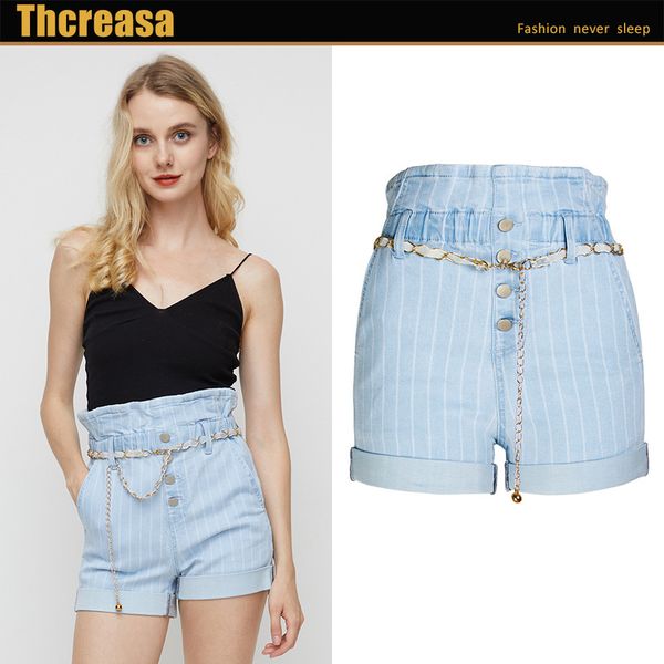 new contracted stripe show thin cowboy shorts with elastic waist belt women shorts, White;black
new contracted stripe show thin cowboy shorts with elastic waist belt women shorts, White;black