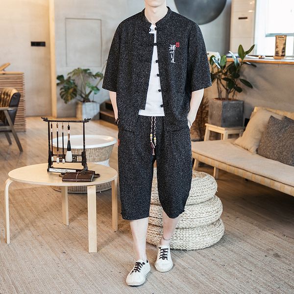 summer chinese style cotton and linen men's casual suit retro large size buckle cropped pants linen suit two-piece, Gray
summer chinese style cotton and linen men's casual suit retro large size buckle cropped pants linen suit two-piece, Gray