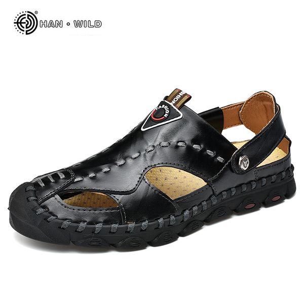 genuine leather mens casual summer shoes new men's sandals fashion slippers large big size 38-47 men sandal, Black
genuine leather mens casual summer shoes new men's sandals fashion slippers large big size 38-47 men sandal, Black