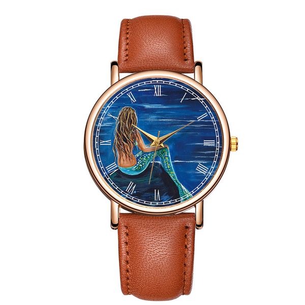 classic fashion mermaid quartz wrist watch leather men women charm bracelet watch relogio masculino, Slivery;brown
classic fashion mermaid quartz wrist watch leather men women charm bracelet watch relogio masculino, Slivery;brown