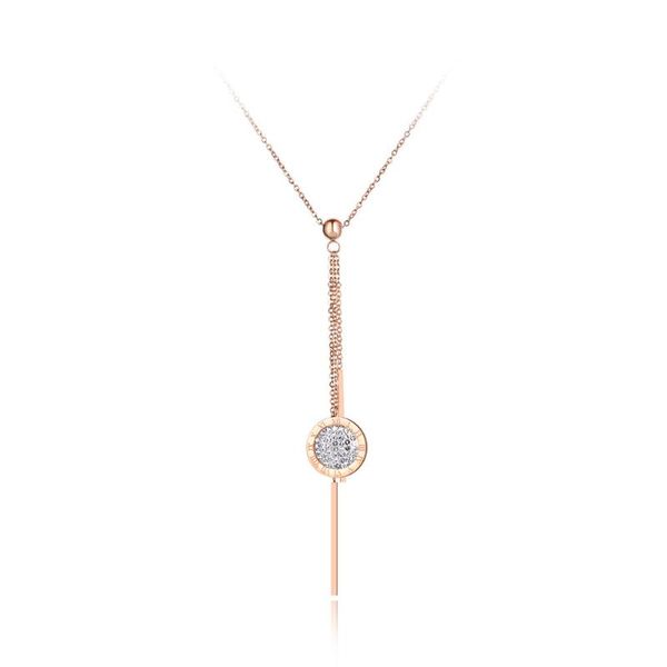 pendant necklaces original design titanium steel roman numeral tassel jewelry rhinestone chain necklace for women n19076, Silver
pendant necklaces original design titanium steel roman numeral tassel jewelry rhinestone chain necklace for women n19076, Silver