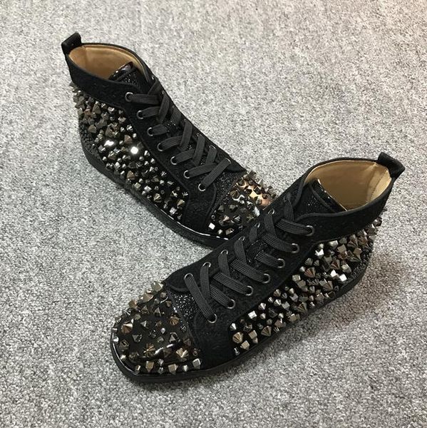 luxury sequins men shoes red bottom sneaker high black suede studded rivets lace up crytsal shoes for men casual shoes sneakers
luxury sequins men shoes red bottom sneaker high black suede studded rivets lace up crytsal shoes for men casual shoes sneakers
