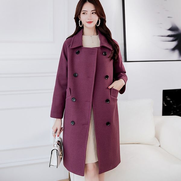 fashion office lady womens long coats 2018 winter double breasted wool blend coat and jacket loose solid ladies coats, Black
fashion office lady womens long coats 2018 winter double breasted wool blend coat and jacket loose solid ladies coats, Black