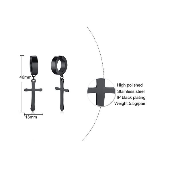 1 pair men's cross hoop earrings in black stainless steel crucifix drop huggie hinged earings male jewelry, Golden;silver
1 pair men's cross hoop earrings in black stainless steel crucifix drop huggie hinged earings male jewelry, Golden;silver