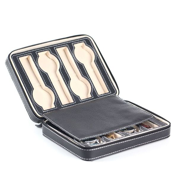 8-slot portable watch box travel case storage organizer, Black;blue 
8-slot portable watch box travel case storage organizer, Black;blue