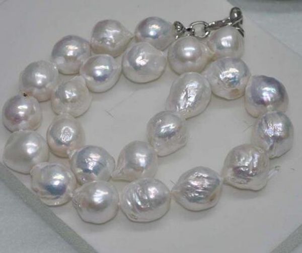 11x13 mm real huge south sea baroque white pearl necklace 18 ", Silver 
11x13 mm real huge south sea baroque white pearl necklace 18 ", Silver