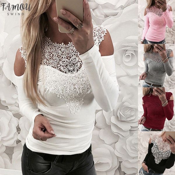long lace t shirt women off shoulder pink slim fit tees ladies o neck spring autumn casual elegant t shirts women, White
long lace t shirt women off shoulder pink slim fit tees ladies o neck spring autumn casual elegant t shirts women, White