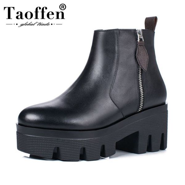 taoffen winter ankle boots real leather zipper round toe keep warm shoes thick sole square heels women footwear size 34-40, Black
taoffen winter ankle boots real leather zipper round toe keep warm shoes thick sole square heels women footwear size 34-40, Black