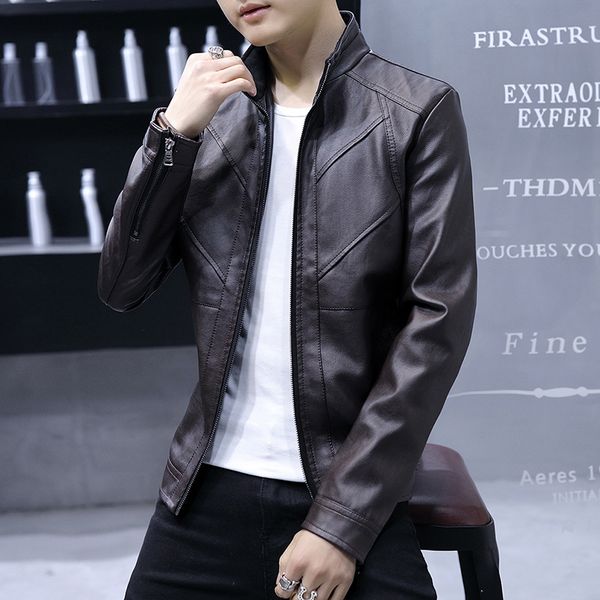 2018 autumn new style leather coat men's slim fit stand collar leather jacket casual motorcycle jacket large size men's wear, Black
2018 autumn new style leather coat men's slim fit stand collar leather jacket casual motorcycle jacket large size men's wear, Black