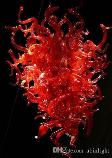 red modern crystal style chandelier lighting led bulbs 100% mouth blown borosilicate glass hanging chain chandelier