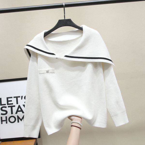 2019 new fashion woman sweater sailor style lapel neck pocket female long sleeve knit women designer sweaters autumn loose, White;black
2019 new fashion woman sweater sailor style lapel neck pocket female long sleeve knit women designer sweaters autumn loose, White;black