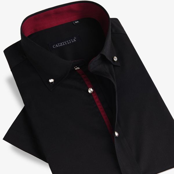 social men's pure cotton short sleeve dress shirt patchwork collar slim fit fashion solid business casual shirt, White;black
social men's pure cotton short sleeve dress shirt patchwork collar slim fit fashion solid business casual shirt, White;black