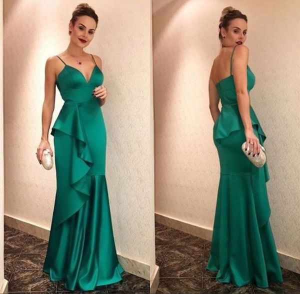 2019 elegant green spaghetti mermaid evening dresses new design ruffles prom gowns floor length red carpet dresses, Black;red
2019 elegant green spaghetti mermaid evening dresses new design ruffles prom gowns floor length red carpet dresses, Black;red