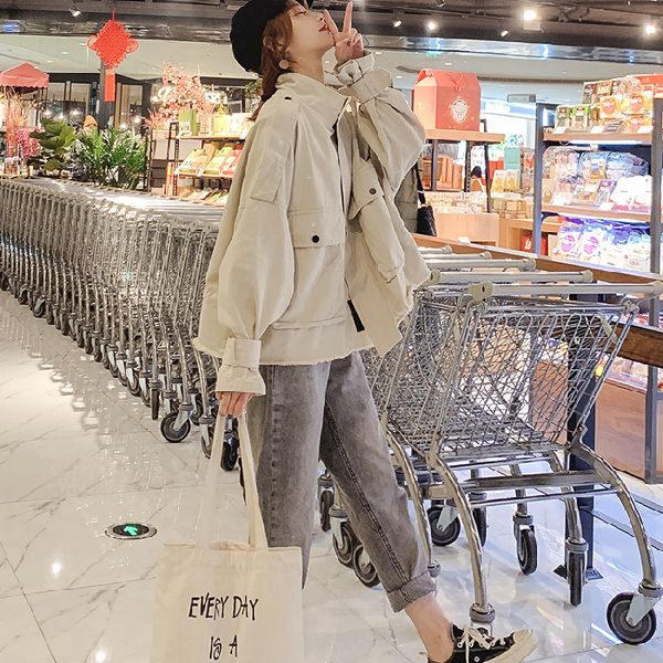 2019 women's spring and autumn loose short jacket woman zipper energetic active outdoor coat female young trendy casaco feminino, Black;brown
2019 women's spring and autumn loose short jacket woman zipper energetic active outdoor coat female young trendy casaco feminino, Black;brown