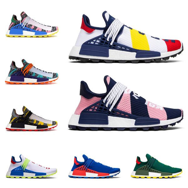 

2019 Hot human race Pharrell Williams men women running shoes Homecoming Solar Pack BBC mens trainers fashion runners sports sneakers