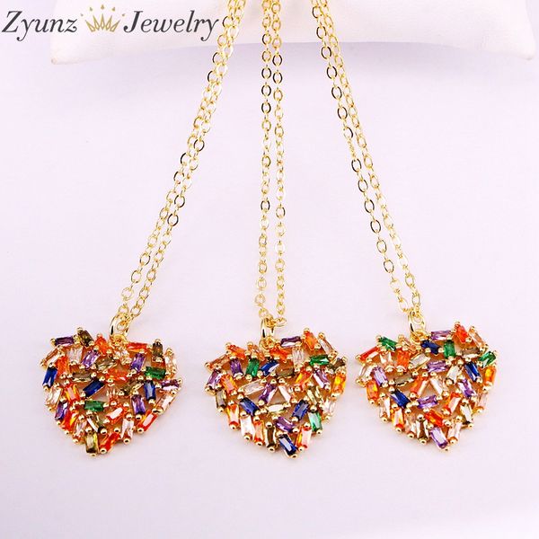 5pcs, multi heart pendant necklaces gold color full rainbow cz micro paved charm necklace, Silver
5pcs, multi heart pendant necklaces gold color full rainbow cz micro paved charm necklace, Silver