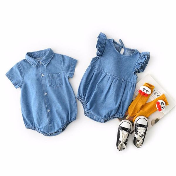 sleeve newborn girls bodysuit and baby boys shirt collar denim jumpsuit for infant children summer one-piece clothes, Blue
sleeve newborn girls bodysuit and baby boys shirt collar denim jumpsuit for infant children summer one-piece clothes, Blue