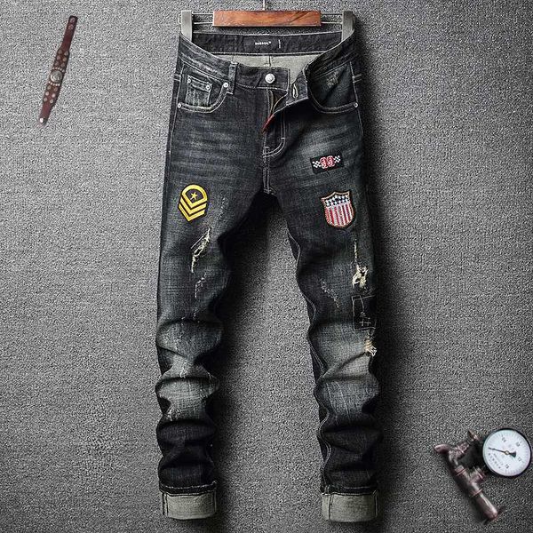 italian style fashion men jeans slim fit retro black blue patches designer ripped jeans men punk pants streetwear hip hop
italian style fashion men jeans slim fit retro black blue patches designer ripped jeans men punk pants streetwear hip hop